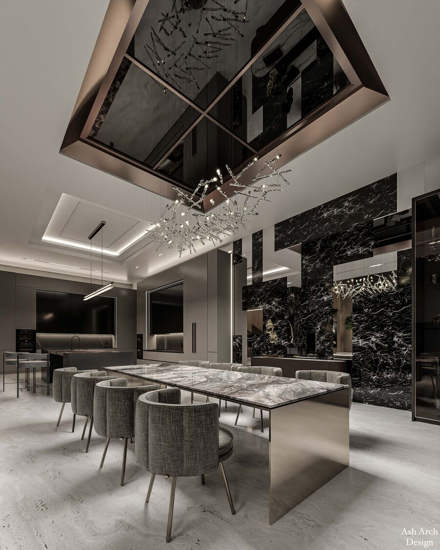 Dining — Nero marble wall