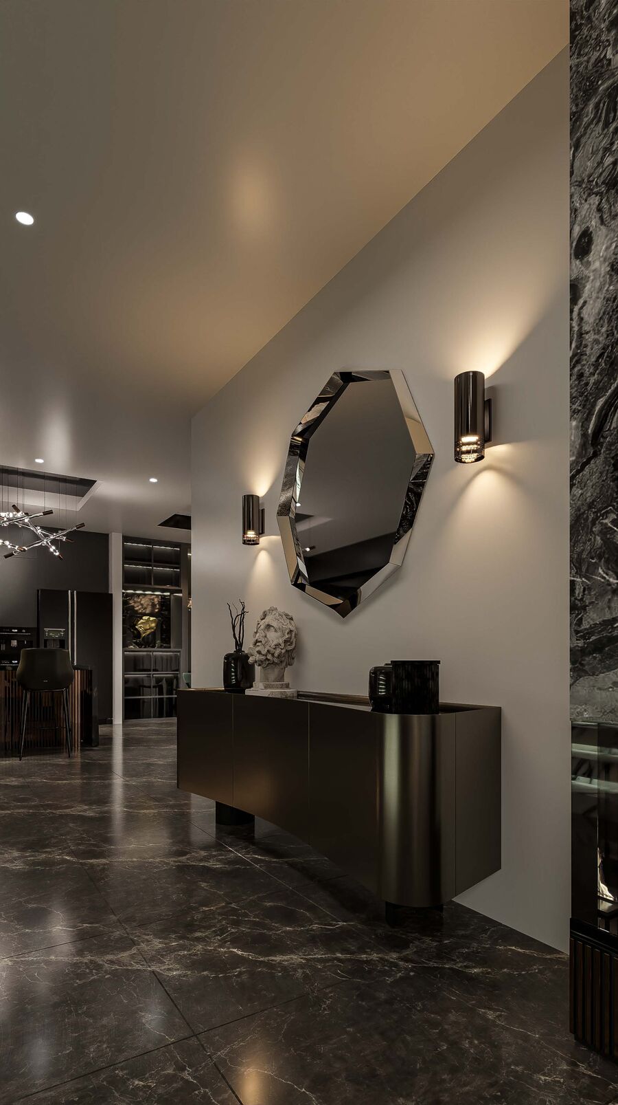 Entry — geometric mirror and console
