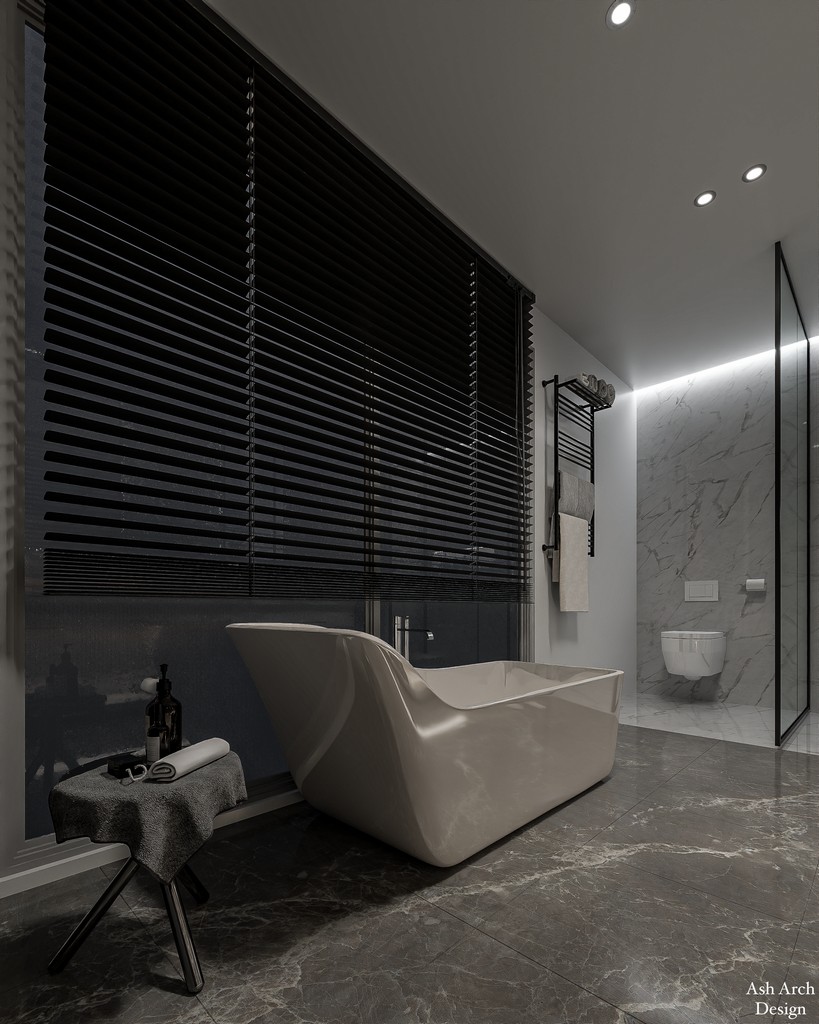 Master bathroom bathtub