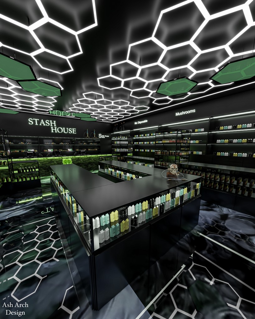 Honeycomb LED ceiling detail